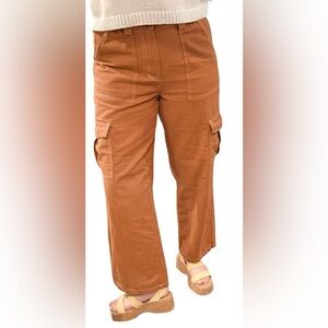 Papermoon Women's  Light Brown Dark Tan Wide Leg Cargo Pants Size Medium